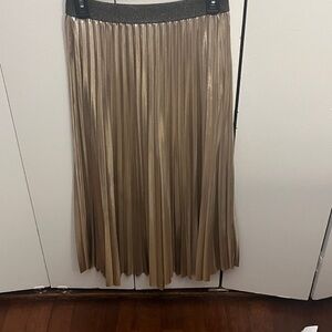 Chic Metallic Pleated A-Line Skirt